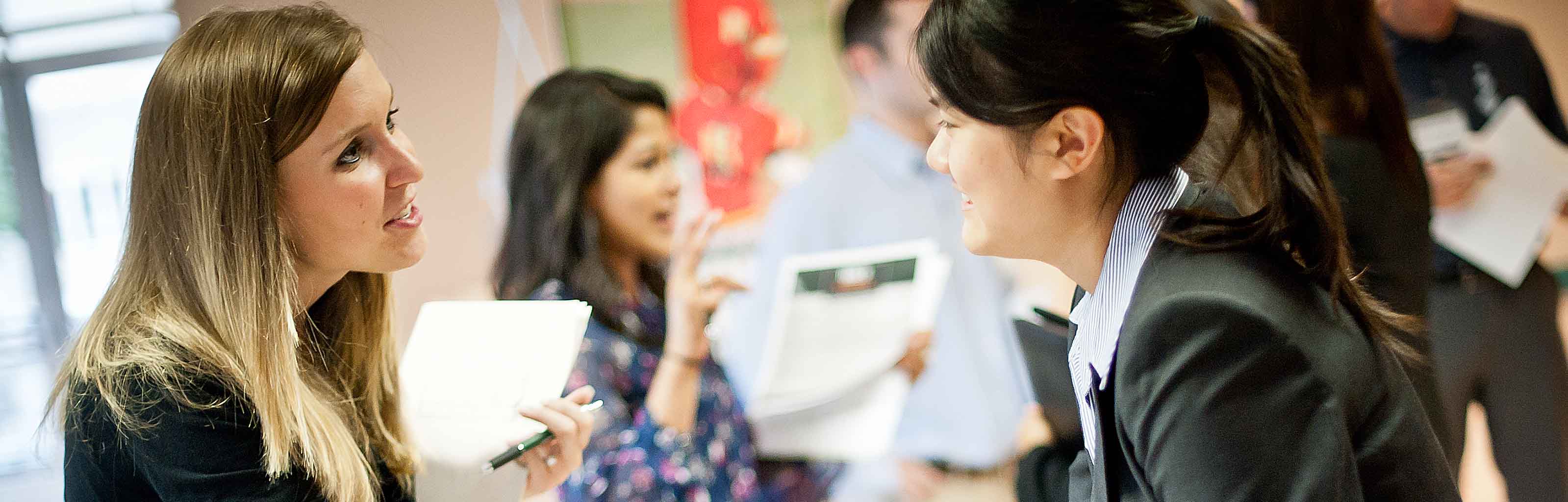 Student interviewing at career fair